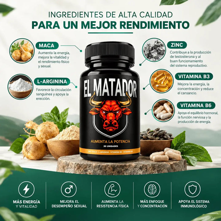El Matador Potenciador Masculino, imagen adicional del empaque del producto