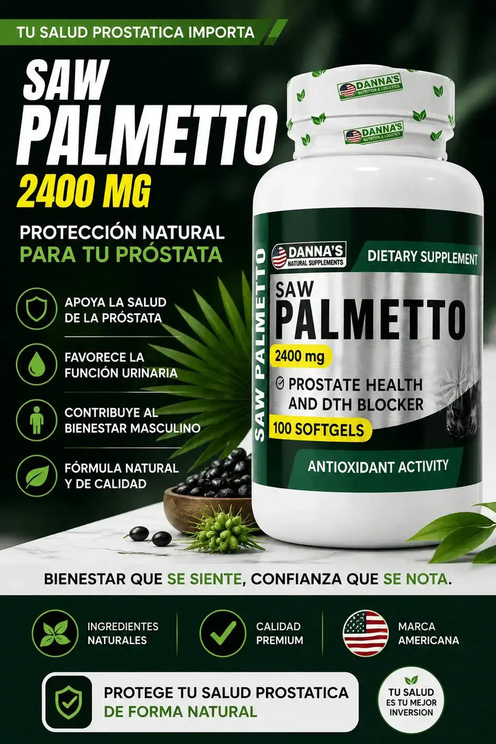 Saw Palmetto 2400mg y DHT - Antioxidante y Salud Prostática