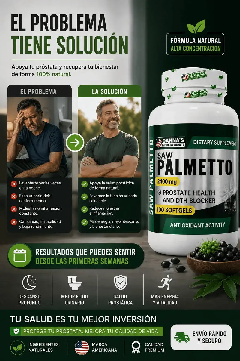 Saw Palmetto 2400mg y DHT - Antioxidante y Salud Prostática